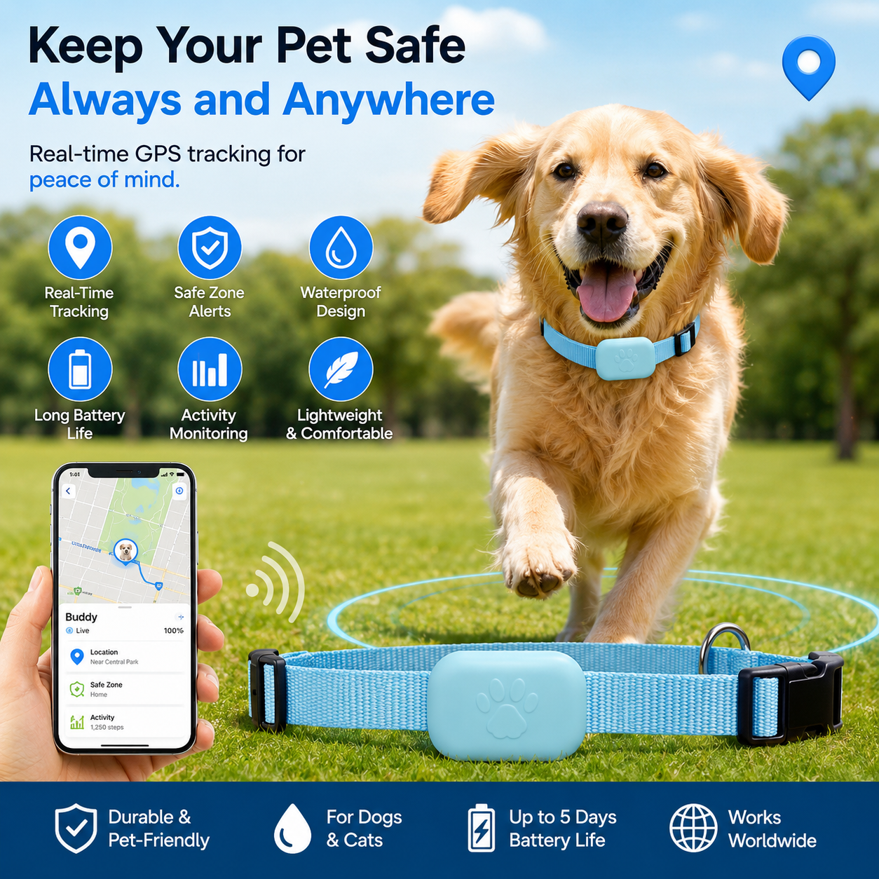 Pet GPS Tracker Collar – Unlimited Range