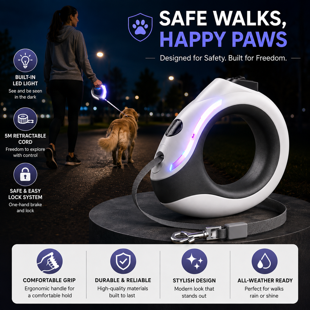 Retractable Dog Leash with LED Light